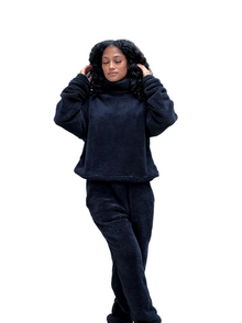  Black Women's Mock Neck Sweatsuit